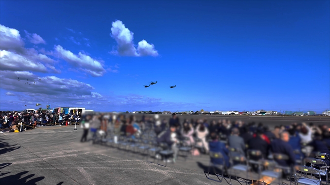 明野駐屯地記念行事　一斉に飛び立つヘリ